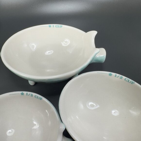 Anthropologie Nesting Pigs Measuring Cups Porcelain Set 1 Cup 1/2 Cup And 1/3 - Picture 5 of 13